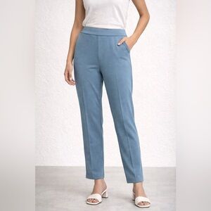 Elie Tahari Blue Pull On Straight Leg Pants Stretch Knit Comfort Fit Size M